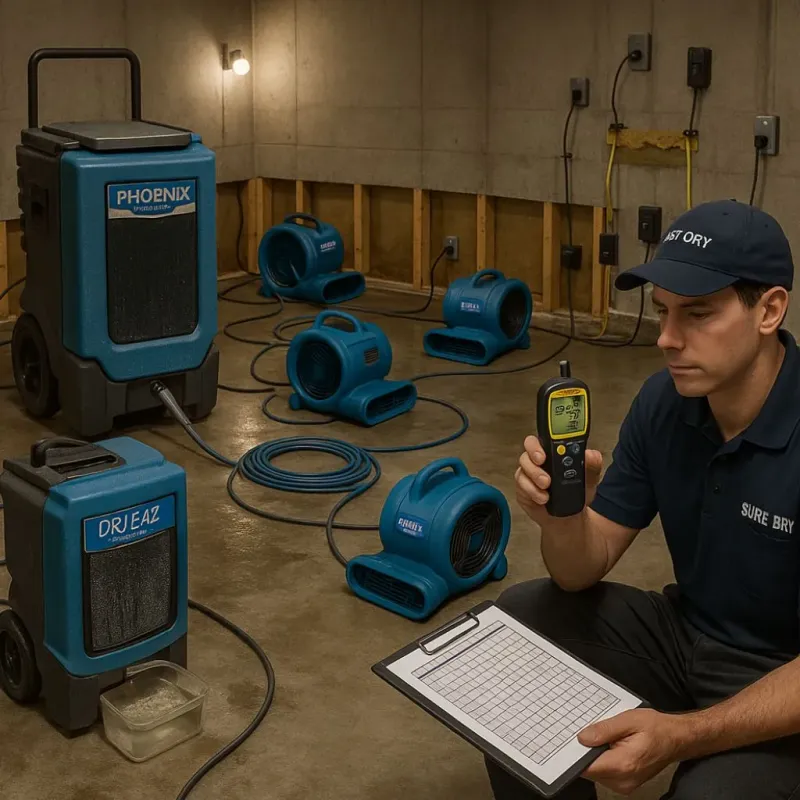 Structural Drying and Dehumidification process in Harrisburg, NC